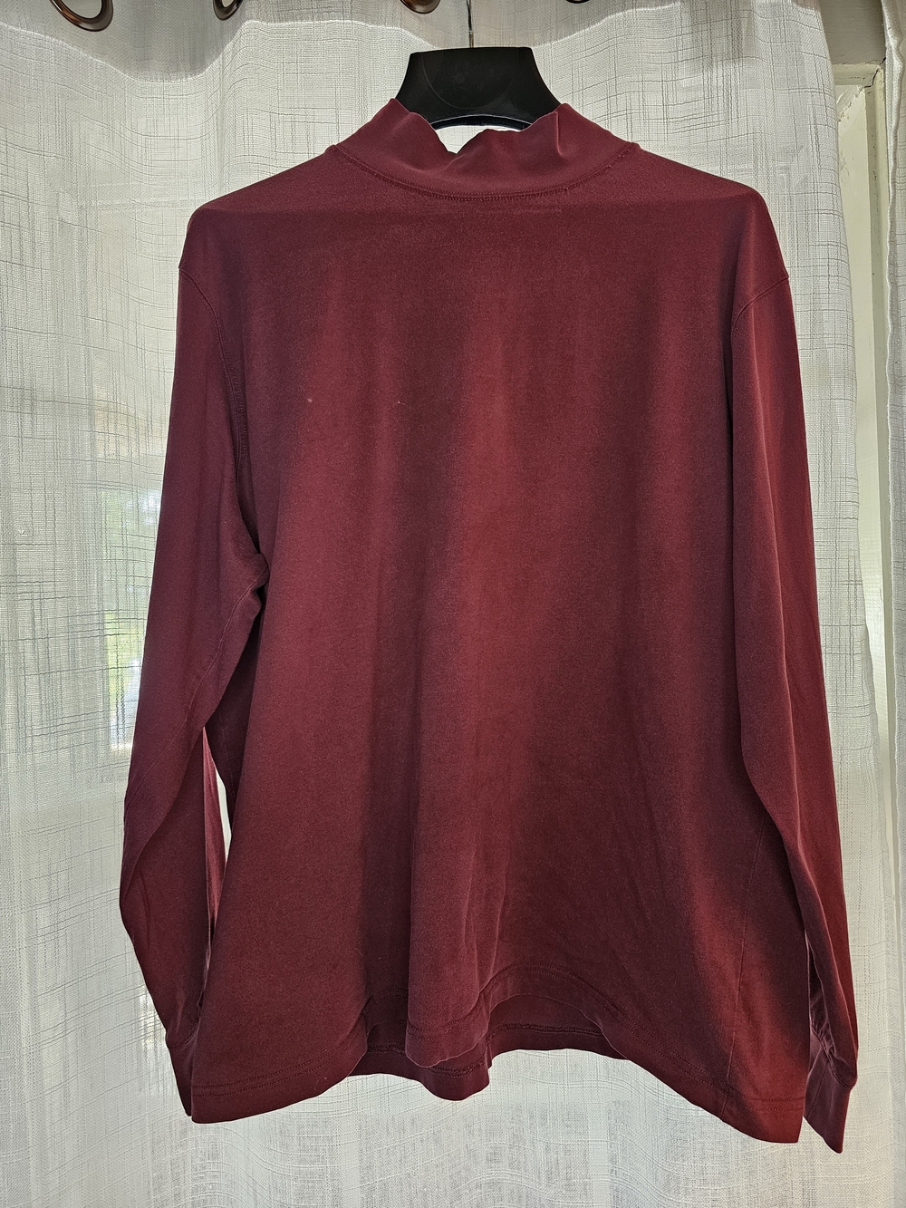 L.L. Bean Men's Long Sleeve Mock Neck Tee in Burgundy